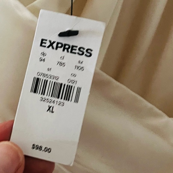 Express Elegant Cream V Neck Strapless Asymmetrical Hemline Dress NWT XL - Picture 4 of 4
